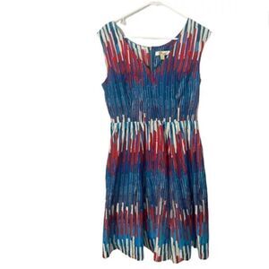 Aryeh Anthropologie Red White and Blue Sleeveless Fit And Flare Dress